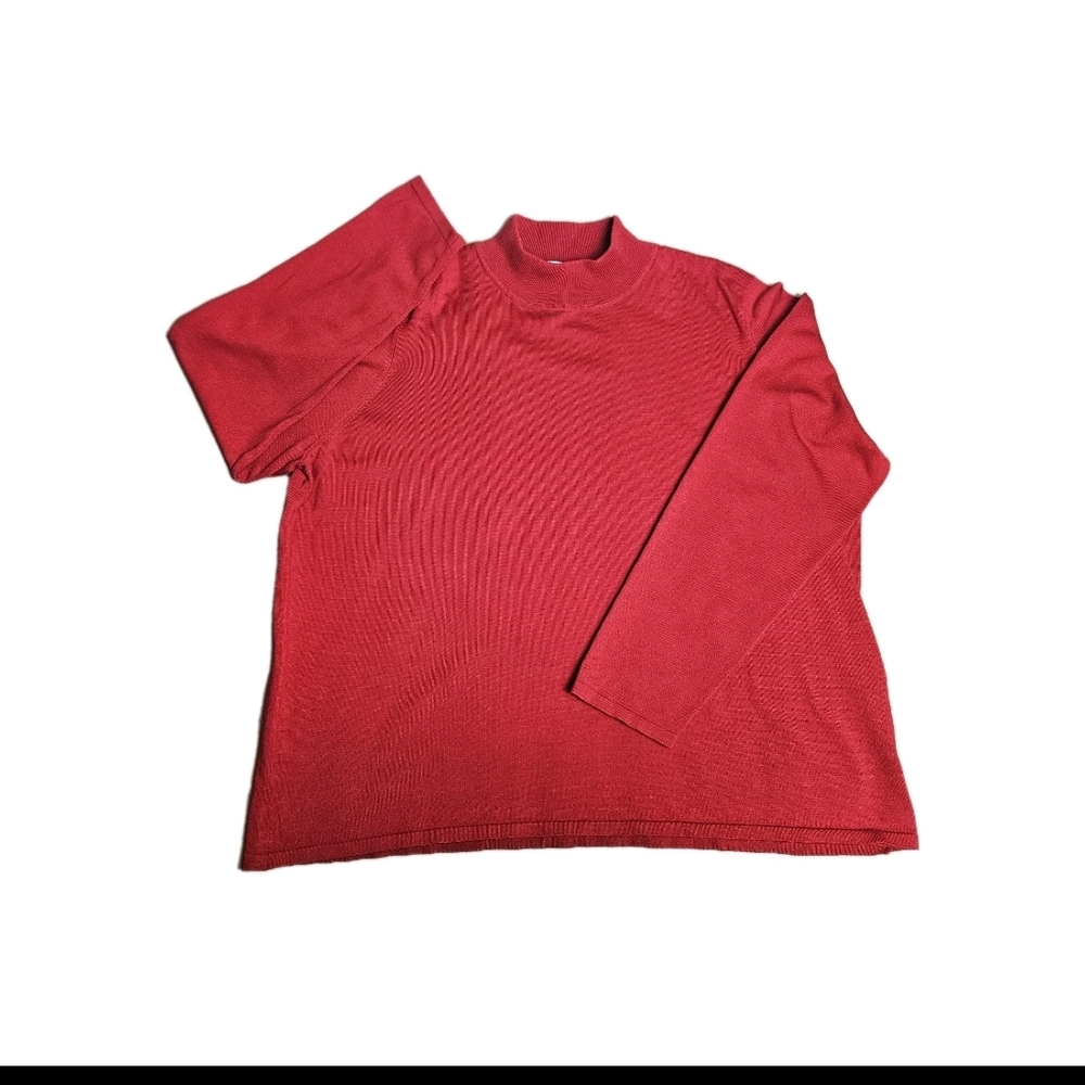 Pendleton Plus Women’s Mock Turtleneck shirt/blouse Long Sleeve Red Silk Blend
